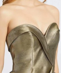 Formal Gowns Mac Duggal - 67662D Metallic Strapless Ruffled Trumpet Dress