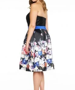 Mac Duggal - 77303F Floral Print Strapless Cocktail Dress