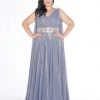 Mac Duggal - 77310F V-Neckline Metallic A-line Gown Formal Gowns 2 Mac Duggal - 77310F V-Neckline Metallic A-line Gown Formal Gowns