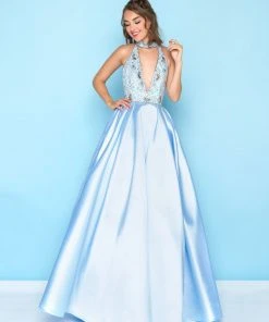 Mac Duggal - 77328H High Halter Neck Beaded Ballgown