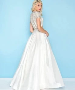 Mac Duggal - 77329H Two-Piece Short Sleeves Beaded Ballgown