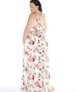 Formal Gowns Mac Duggal - 77354F High Neck Floral Embellished Gown 5 Formal Gowns Mac Duggal - 77354F High Neck Floral Embellished Gown