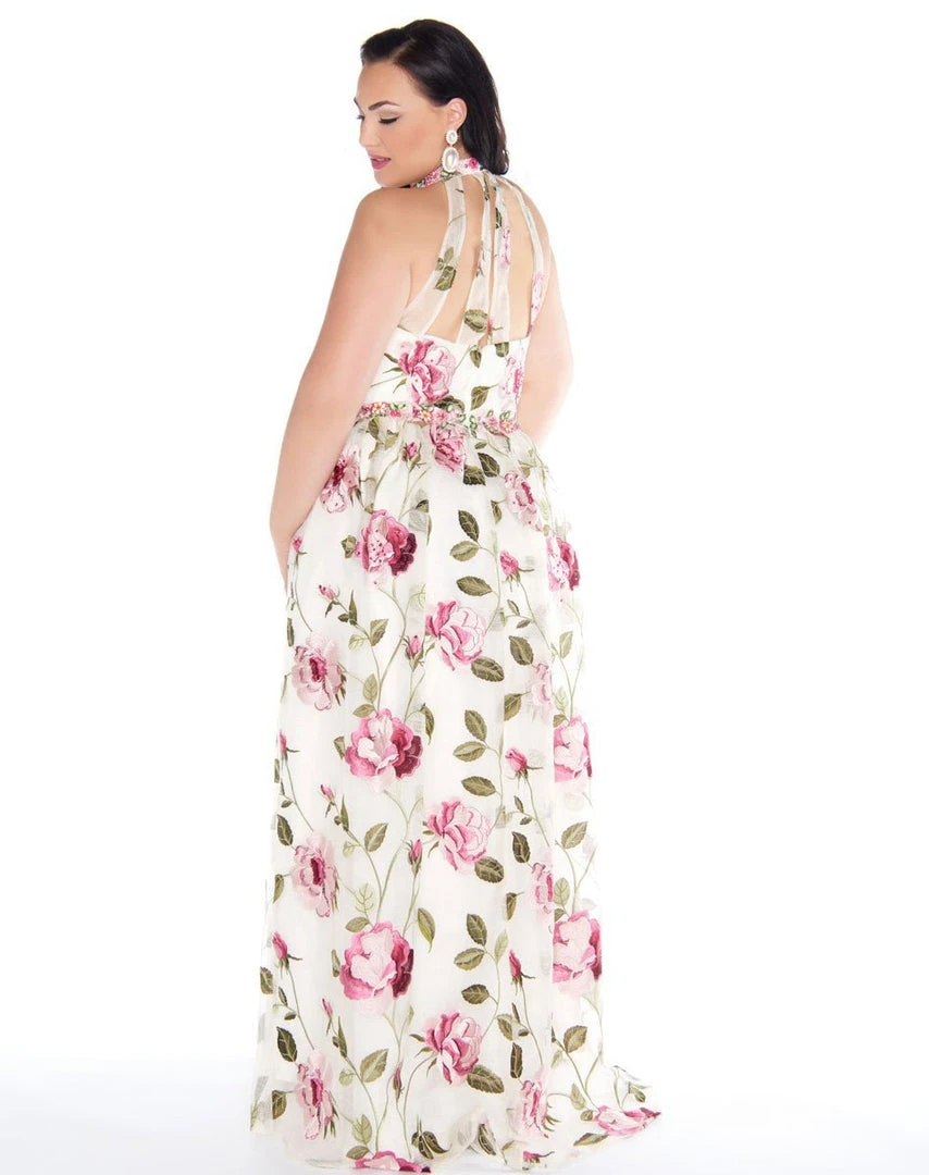 Formal Gowns Mac Duggal - 77354F High Neck Floral Embellished Gown 4 Formal Gowns Mac Duggal - 77354F High Neck Floral Embellished Gown