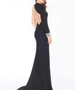 Mac Duggal - 77413R Beaded One Sleeve Asymmetric Sheath Dress