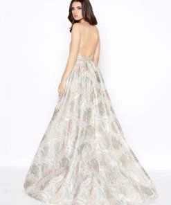 Mac Duggal - 79204D Halter Straps Evening Gown With Overlay Formal Gowns