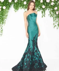 Formal Gowns Mac Duggal - 80761D Floral Lace Pleated Mermaid Dress 9 Formal Gowns Mac Duggal - 80761D Floral Lace Pleated Mermaid Dress