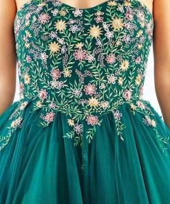 Mac Duggal Ballgowns - 50523H Embroidered Strapless Pleated Ballgown