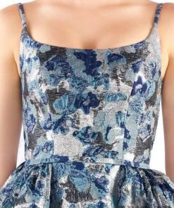 Formal Gowns Mac Duggal Ballgowns - 66598H Metallic Embossed Straight-Across Gown