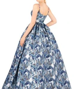Formal Gowns Mac Duggal Ballgowns - 66598H Metallic Embossed Straight-Across Gown