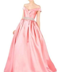 Mac Duggal Ballgowns - 66717H Crystal Beaded Off Shoulder Ballgown Formal Gowns