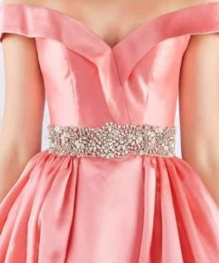 Mac Duggal Ballgowns - 66717H Crystal Beaded Off Shoulder Ballgown Formal Gowns