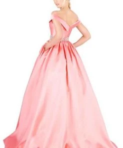 Mac Duggal Ballgowns - 66717H Crystal Beaded Off Shoulder Ballgown Formal Gowns