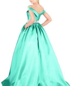 Mac Duggal Ballgowns - 66717H Crystal Beaded Off Shoulder Ballgown Formal Gowns