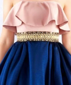 Formal Gowns Mac Duggal Ballgowns - 66722H Two Tone Strapless Ballgown With Train