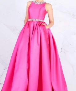 Formal Gowns Mac Duggal Ballgowns - 66728H Jeweled Pleated Ballgown With Train
