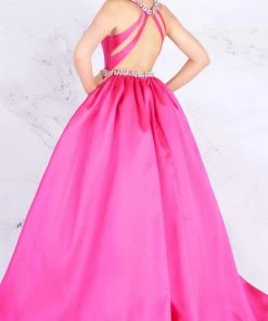 Formal Gowns Mac Duggal Ballgowns - 66728H Jeweled Pleated Ballgown With Train