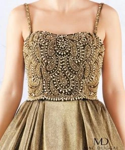 Formal Gowns Mac Duggal Ballgowns - 66743H Paisley-Beaded Bodice Metallic Ballgown 12 Formal Gowns Mac Duggal Ballgowns - 66743H Paisley-Beaded Bodice Metallic Ballgown