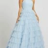 Mac Duggal Ballgowns - 67396H Tiered Skirt Mesh Long Dress