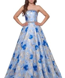 Mac Duggal Ballgowns - 67602H Embroidered Strapless Pleated Ballgown