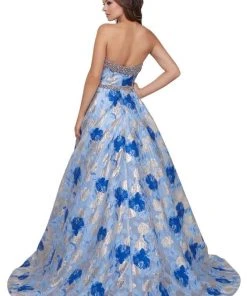 Mac Duggal Ballgowns - 67602H Embroidered Strapless Pleated Ballgown