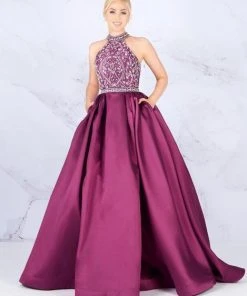 Mac Duggal Ballgowns - 67658H Embellished Halter Neck Ballgown