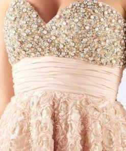Formal Gowns Mac Duggal Ballgowns - 67695H Bead-Crusted Rosette Empire Ballgown