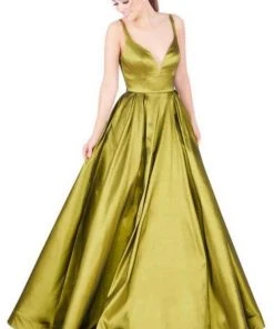 Mac Duggal Ballgowns - 77489H Plunging V-neck Pleated Ballgown 9 Mac Duggal Ballgowns - 77489H Plunging V-neck Pleated Ballgown