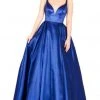 Mac Duggal Ballgowns - 77489H Plunging V-neck Pleated Ballgown