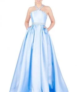 Mac Duggal Ballgowns - 77498H Bedazzled Pleated Ballgown With Train