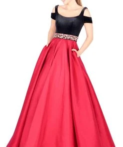 Mac Duggal Ballgowns - 77506H Cold Shoulder Fitted Ballgown Formal Gowns