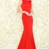 Mac Duggal - Beaded Rolled Collar Mermaid Evening Gown 12094R - 1 Pc Red In Size 10 Available 1 Mac Duggal - Beaded Rolled Collar Mermaid Evening Gown 12094R - 1 Pc Red In Size 10 Available