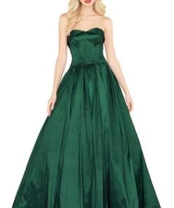 Mac Duggal Black White Red - 12132R Strapless Stretch Taffeta Ballgown