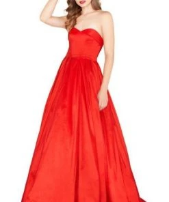 Mac Duggal Black White Red - 12132R Strapless Stretch Taffeta Ballgown