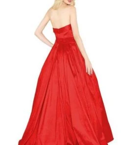 Mac Duggal Black White Red - 12132R Strapless Stretch Taffeta Ballgown