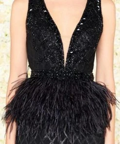 Mac Duggal Black White Red - 30579R Embellished V-neck Mermaid Dress Formal Gowns 7 Mac Duggal Black White Red - 30579R Embellished V-neck Mermaid Dress Formal Gowns