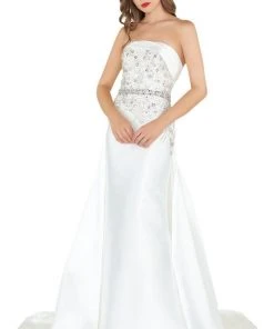 Formal Gowns Mac Duggal Black White Red - 66708R Stone Embellished Evening Gown