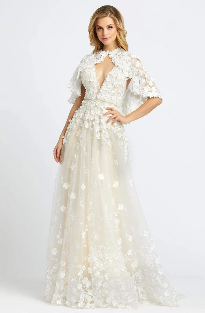 Mac Duggal Couture - 12145D Floral Applique V-neck A-line Dress 3 Mac Duggal Couture - 12145D Floral Applique V-neck A-line Dress