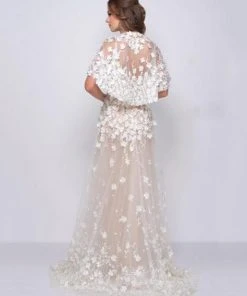 Mac Duggal Couture - 12145D Floral Applique V-neck A-line Dress 10 Mac Duggal Couture - 12145D Floral Applique V-neck A-line Dress