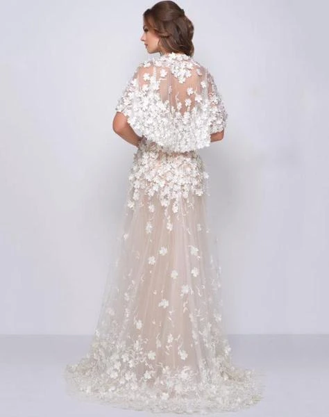 Mac Duggal Couture - 12145D Floral Applique V-neck A-line Dress 6 Mac Duggal Couture - 12145D Floral Applique V-neck A-line Dress