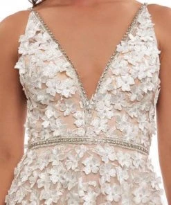 Mac Duggal Couture - 12145D Floral Applique V-neck A-line Dress 11 Mac Duggal Couture - 12145D Floral Applique V-neck A-line Dress