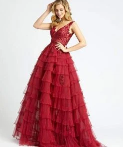 Mac Duggal Evening - 20136D Sleeveless V-Neck Tiered Ballgown