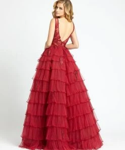 Mac Duggal Evening - 20136D Sleeveless V-Neck Tiered Ballgown 8 Mac Duggal Evening - 20136D Sleeveless V-Neck Tiered Ballgown