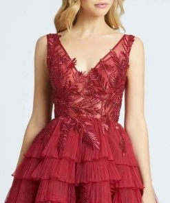 Mac Duggal Evening - 20136D Sleeveless V-Neck Tiered Ballgown 9 Mac Duggal Evening - 20136D Sleeveless V-Neck Tiered Ballgown