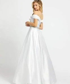 Formal Gowns Mac Duggal Evening - 48926D Embellished Off-Shoulder Satin Ballgown