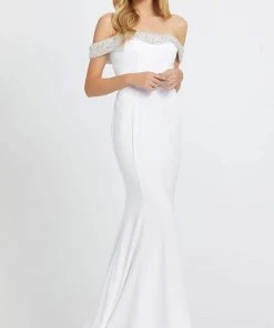 Mac Duggal Evening - 67155D Beaded Off-Shoulder Long Trumpet Gown