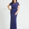 Formal Gowns Mac Duggal Fabulouss - 4844F Embellished Short Sleeves Trumpet Gown