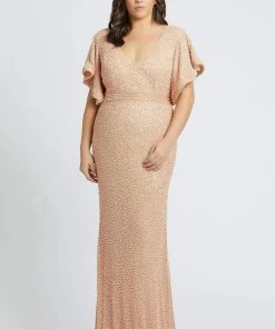 Formal Gowns Mac Duggal Fabulouss - 4849F Bell Sleeves Embellished Long Gown