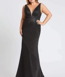 Formal Gowns Mac Duggal Fabulouss - 48895F Crystal Beaded Deep V-neck Trumpet Dress