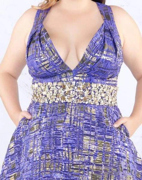 Formal Gowns Mac Duggal Fabulouss - 66793F V-neck Print Brocade A-line Dress 5 Formal Gowns Mac Duggal Fabulouss - 66793F V-neck Print Brocade A-line Dress