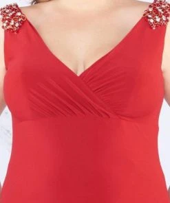 Mac Duggal Fabulouss - 66810F Embellished V-neck Empire Trumpet Dress Formal Gowns